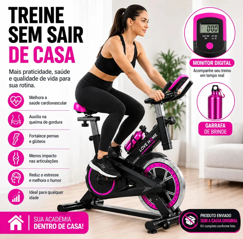 Bicicleta Ergométrica em uso dentro de casa
