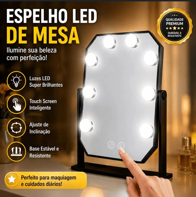 Detalhes do Espelho de Mesa LED Camarim
